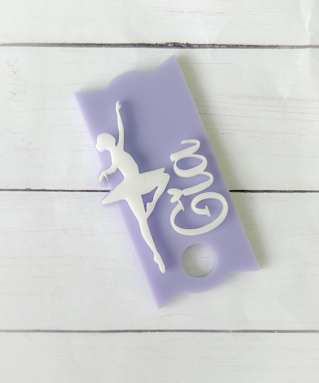 Dance Tumbler Name Tag 20oz, 30oz or 40 oz - Custom Tumbler Topper - Ballerina