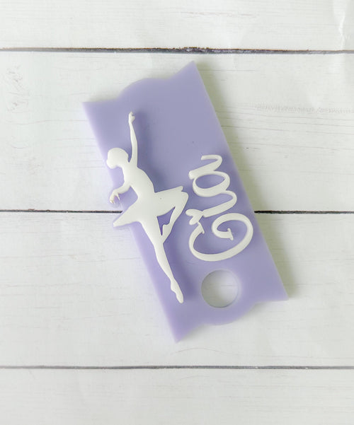 Dance Tumbler Name Tag 20oz, 30oz or 40 oz - Custom Tumbler Topper - Ballerina