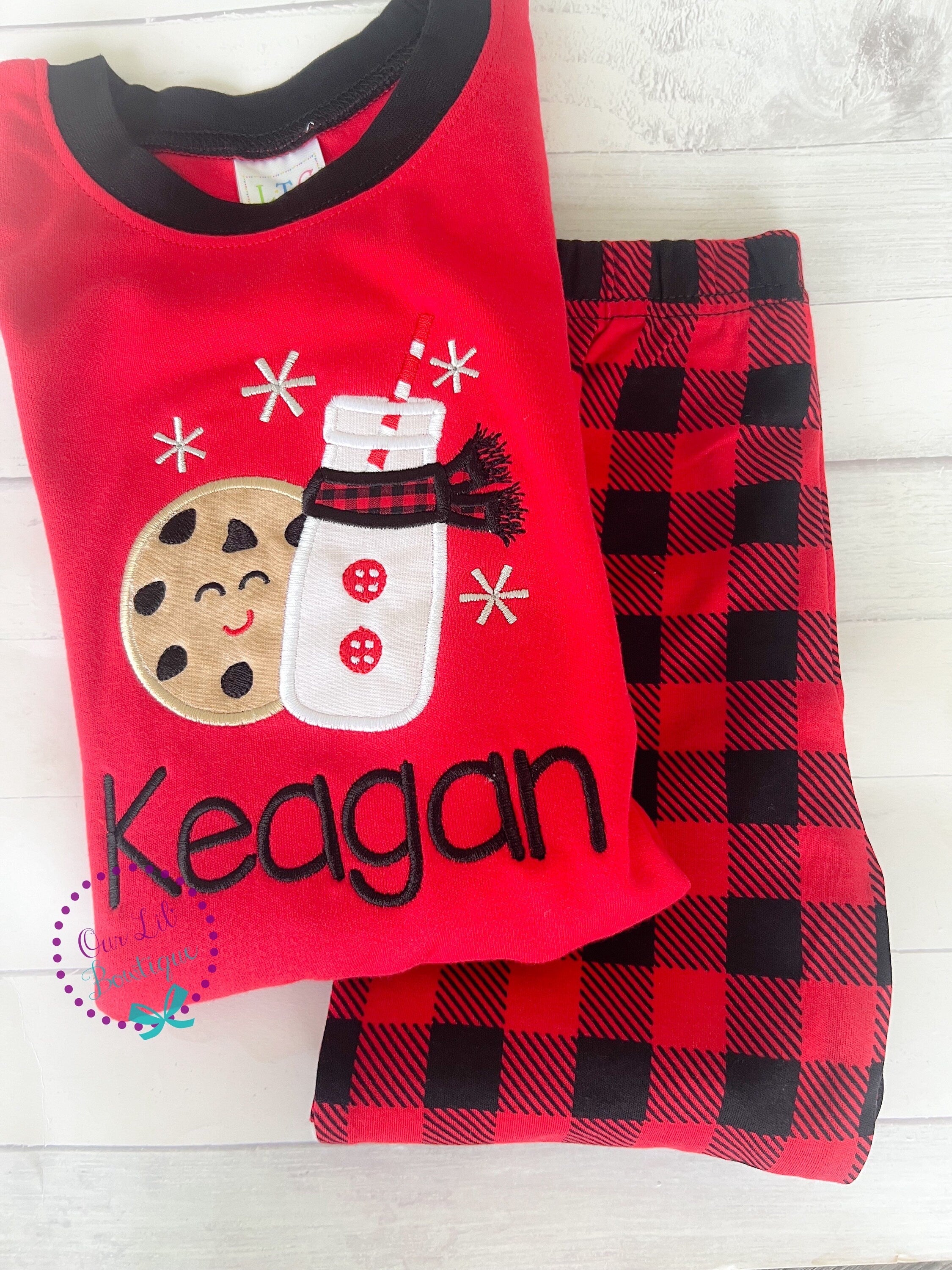 PRE-ORDER Cookies & Milk Pajamas - Christmas PJs- Pajamas- Personalized Christmas PJs - Christmas Cookies - Matching Christmas Pajamas