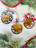 Sports Mom Ornaments - Soccer Mama - Volleyball Mama - Hockey Mama - Wooden Car Charm - Team Mom - Mom Ornament