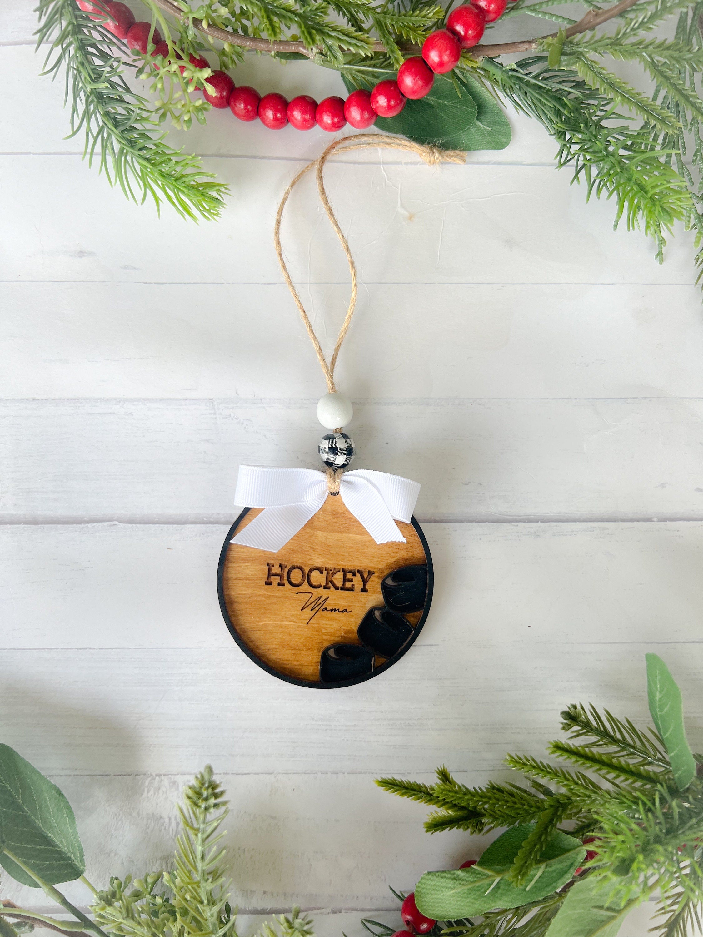 Sports Mom Ornaments - Soccer Mama - Volleyball Mama - Hockey Mama - Wooden Car Charm - Team Mom - Mom Ornament