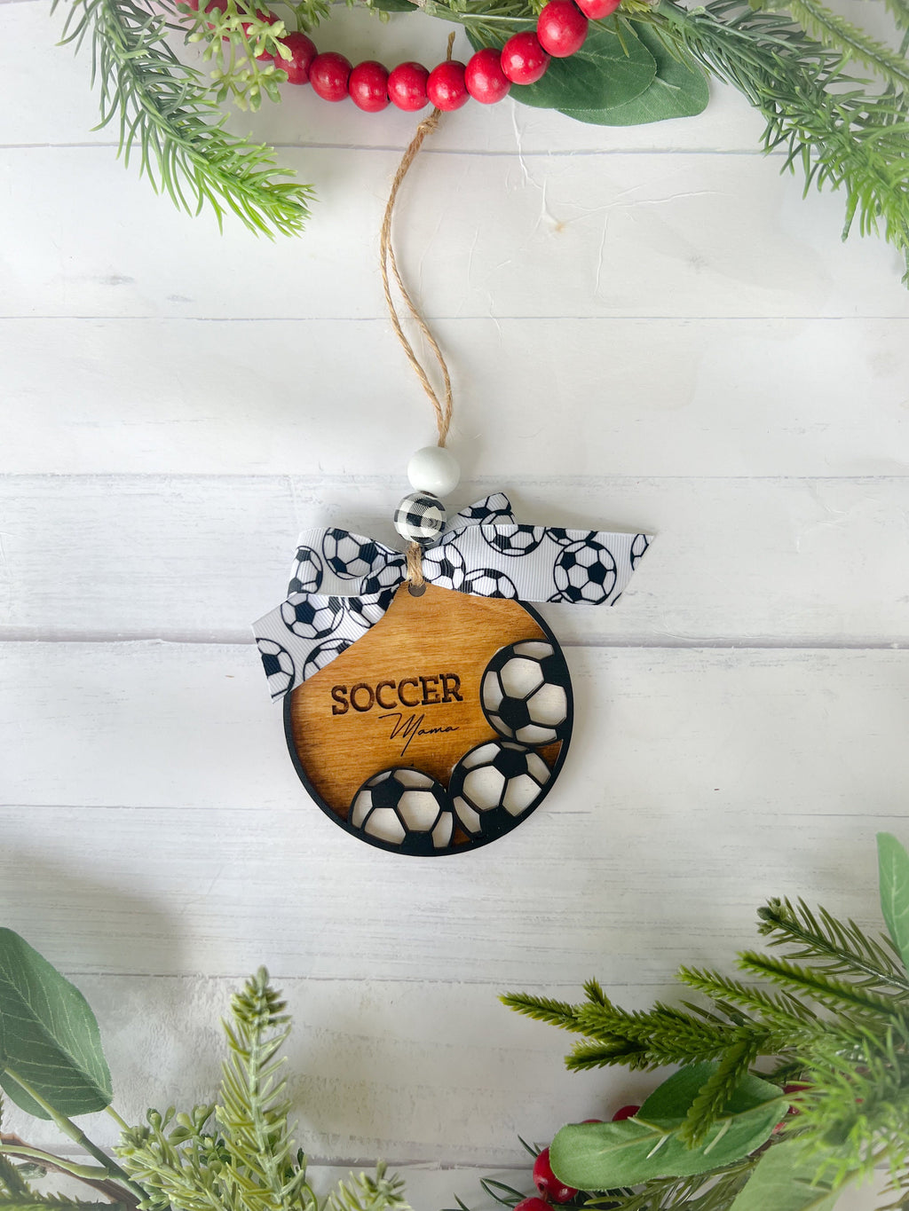 Sports Mom Ornaments - Soccer Mama - Volleyball Mama - Hockey Mama - Wooden Car Charm - Team Mom - Mom Ornament
