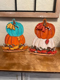 Stacked Pumpkin Sign - Floral Pumpkin - Pumpkin Sign - Monogrammed Sign - 3D Fall Sign - Fall Decor