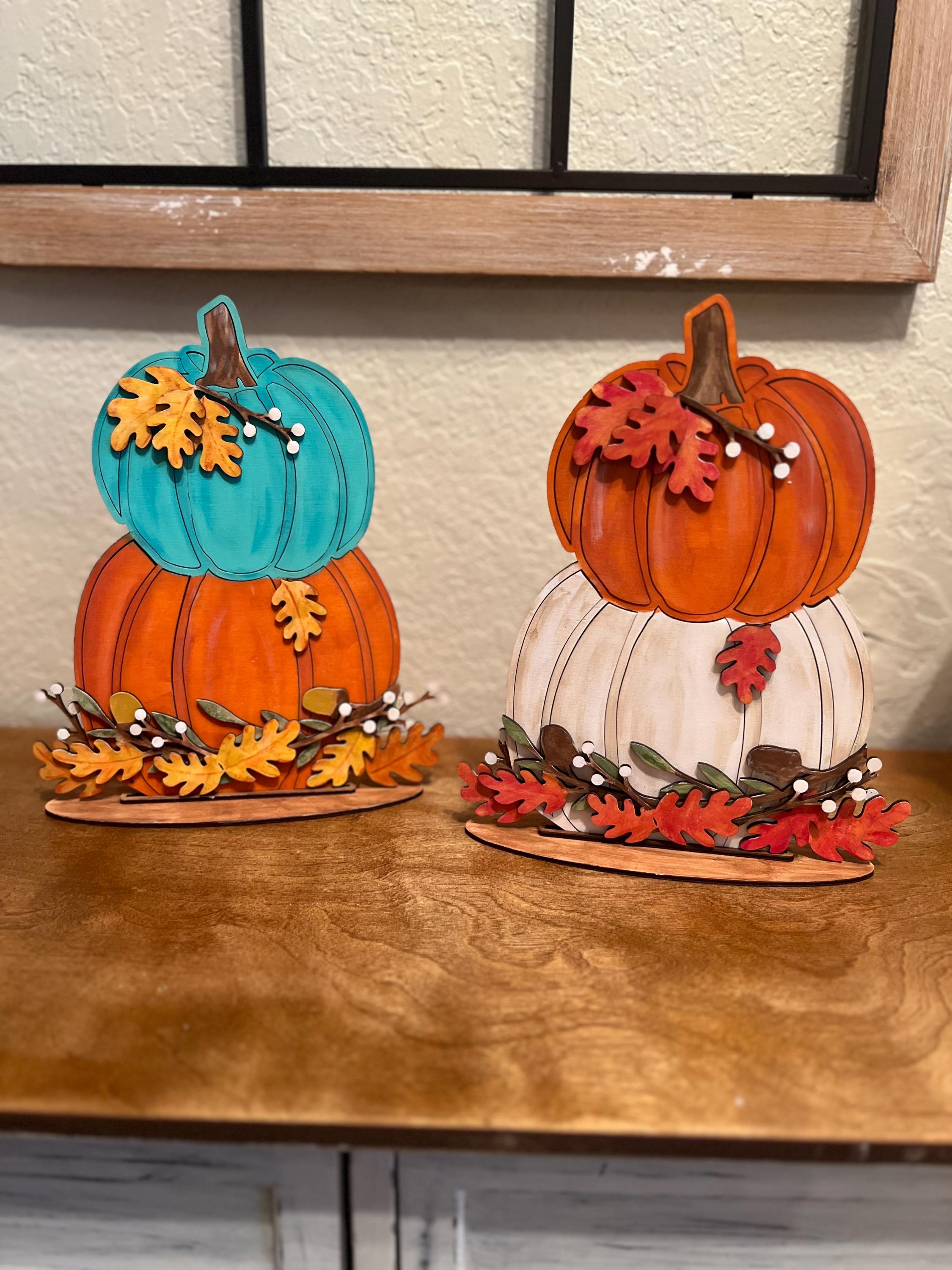 Stacked Pumpkin Sign - Floral Pumpkin - Pumpkin Sign - Monogrammed Sign - 3D Fall Sign - Fall Decor
