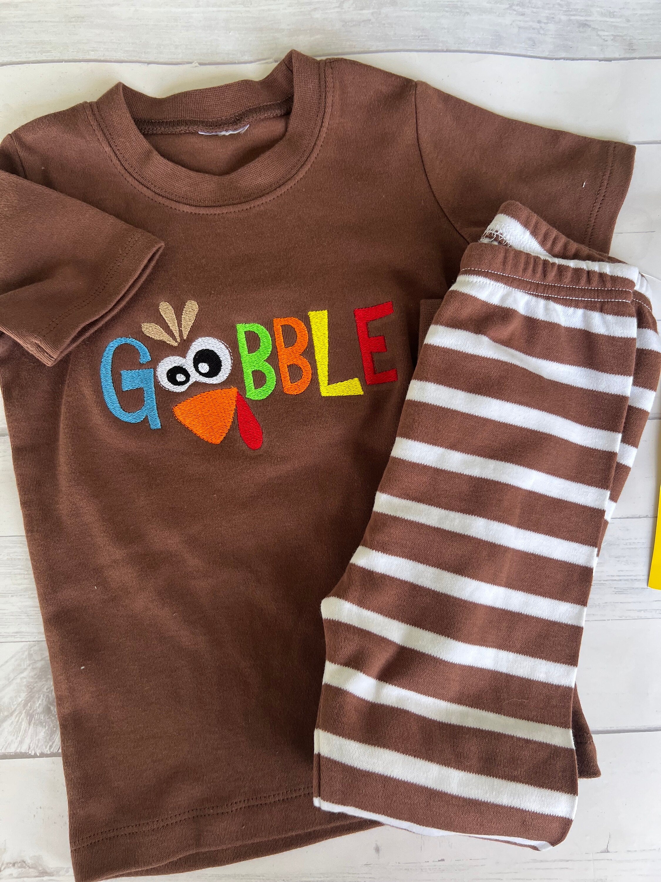 Ready to Ship - Thanksgiving Pajamas - Personalized Pajamas - Girls Thanksgiving Pajamas - Boys Thanksgiving Pajamas - Turkey Pajamas