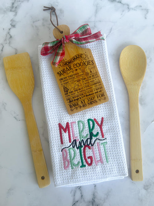 Christmas Gift Set - Engraved Cutting Board - Mini Cutting Boards - Tier Tray Decor - Gift for Her - Teacher Gift - Gift Set - Baking