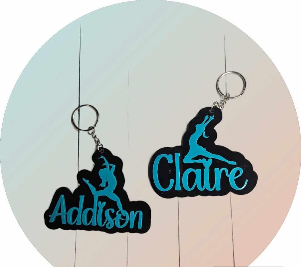 Dance Glitter Key Chain, Acrylic Name Tag, Dance Key Chain, Gift, Dance Bag Tag