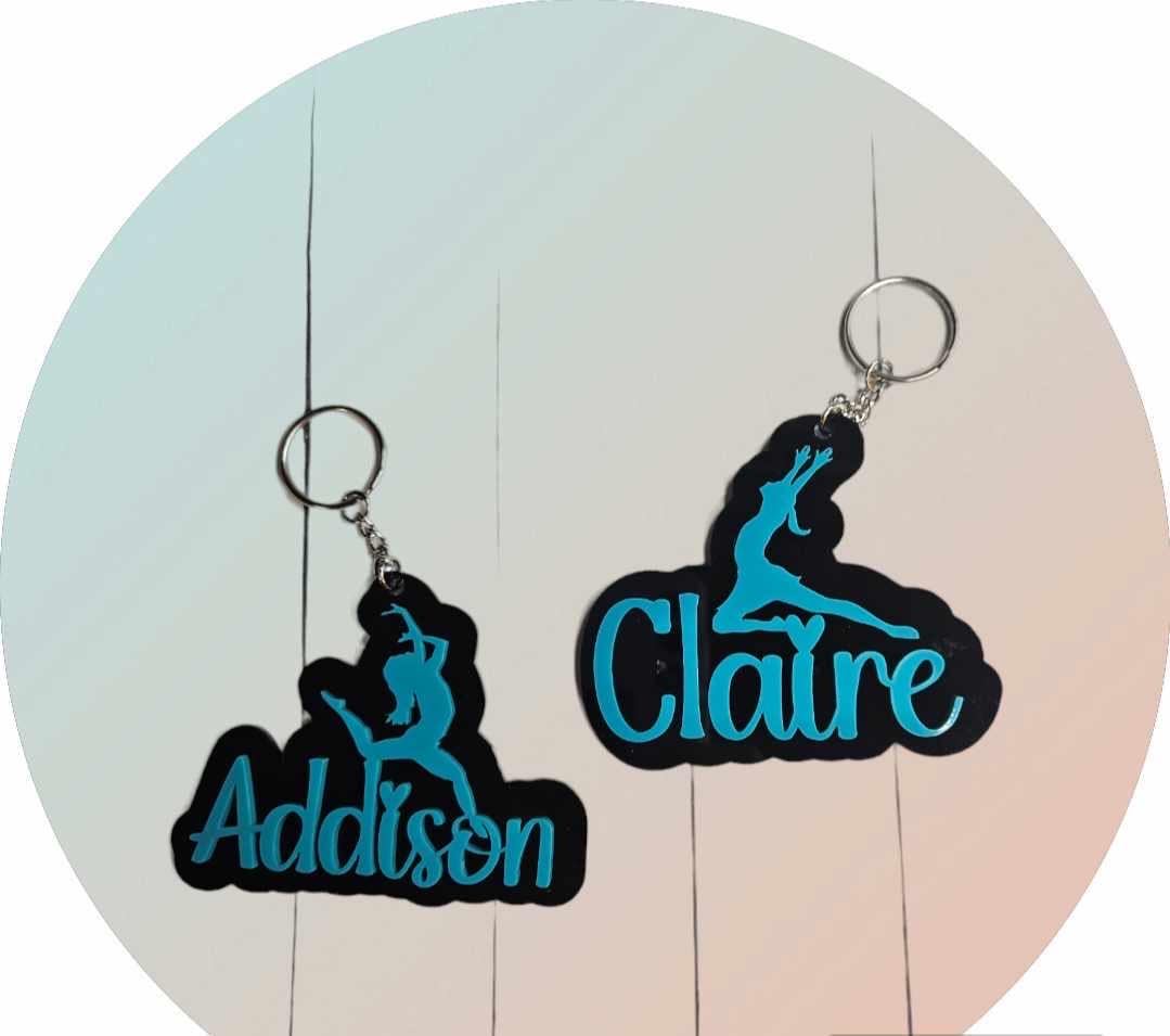 Dance Glitter Key Chain, Acrylic Name Tag, Dance Key Chain, Gift, Dance Bag Tag