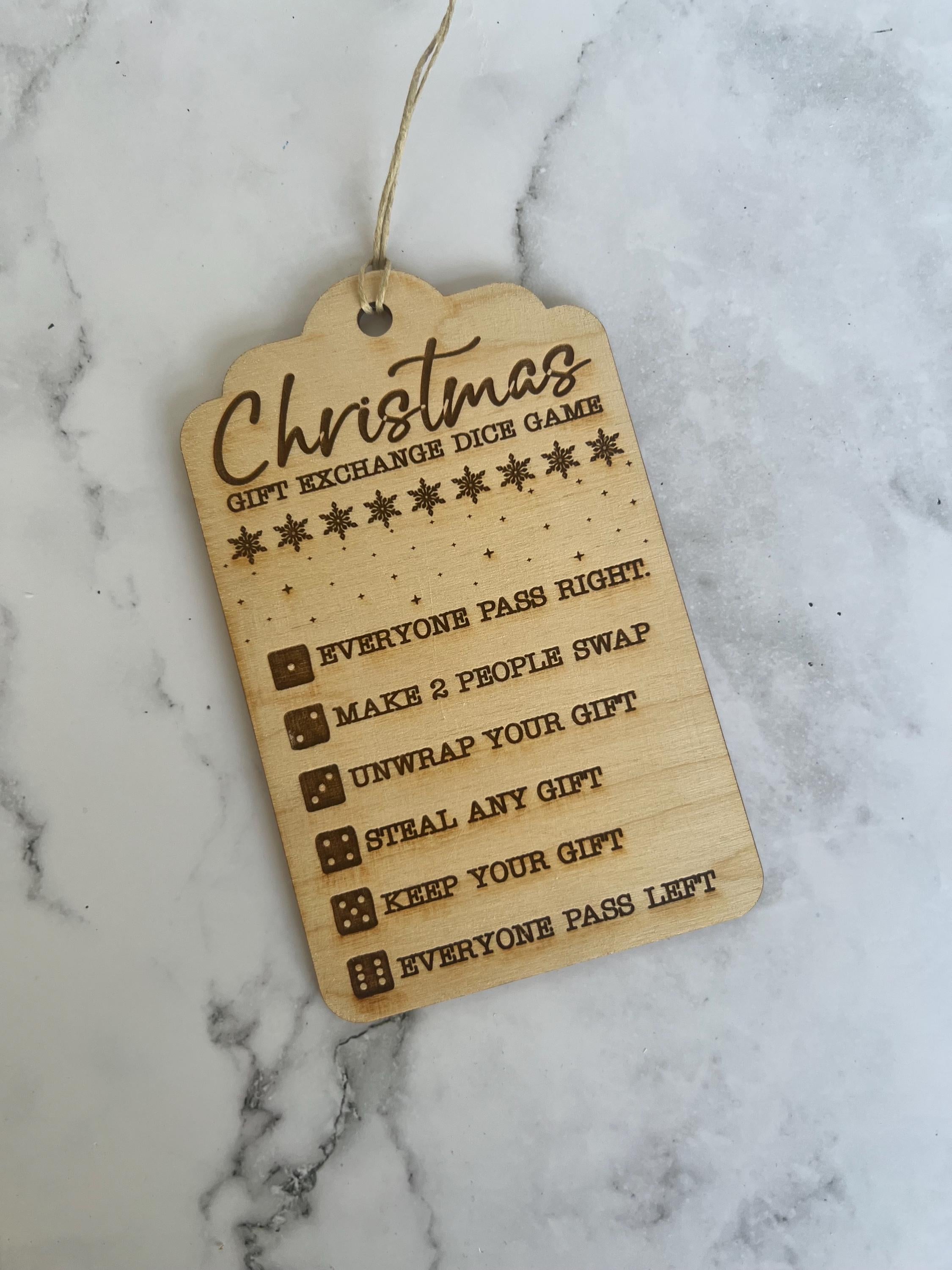 Dice Game Ornament - Family Ornament - Laser cut Wood Christmas Ornament - Family Ornament - Gift Exchange - Dice Gift Exchange