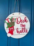 Deck the Halls - Christmas Door Hanger - Door Hanger - Wall Decor - Holiday Decor - Personalized Decor - Winter Sign - Winter Door Sign