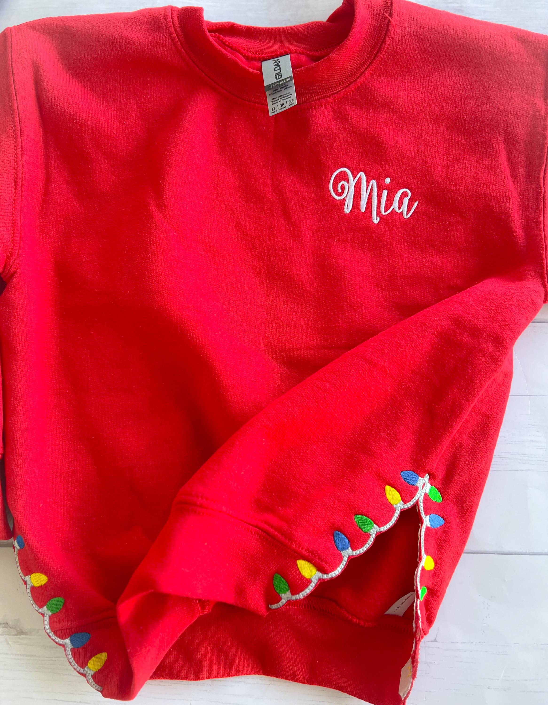 Embroidered Christmas Lights Sweatshirt - Personalized Monogram
