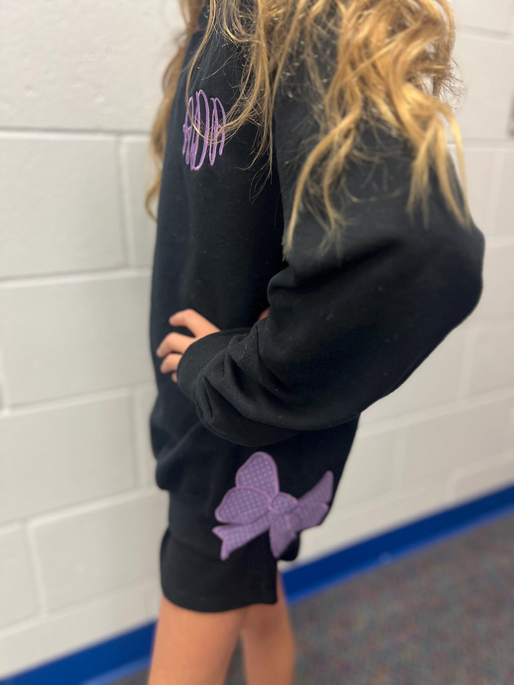 Girls Bow Applique Sweatshirt: Personalized Monogram Side Seam Shirt