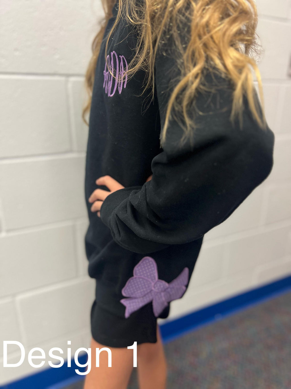 Girls Bow Applique Sweatshirt: Personalized Monogram Side Seam Shirt