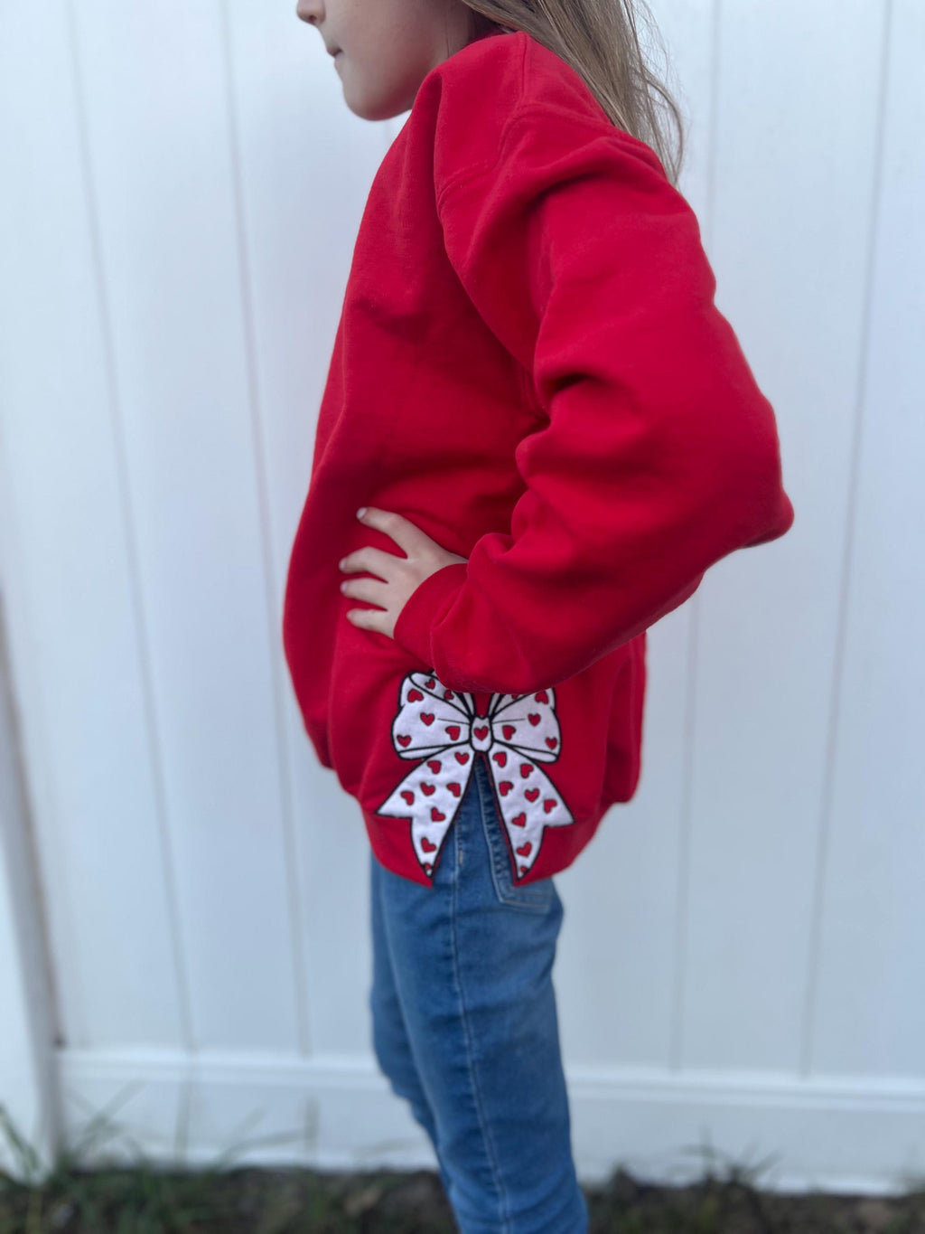Valentine Heart Bow Applique Sweatshirt - Custom Monogram