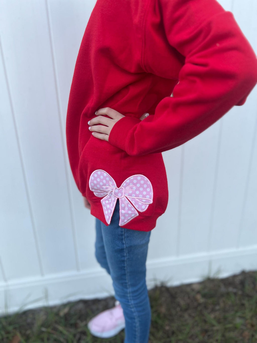 Valentine Heart Bow Applique Sweatshirt: Personalized Kids Monogram