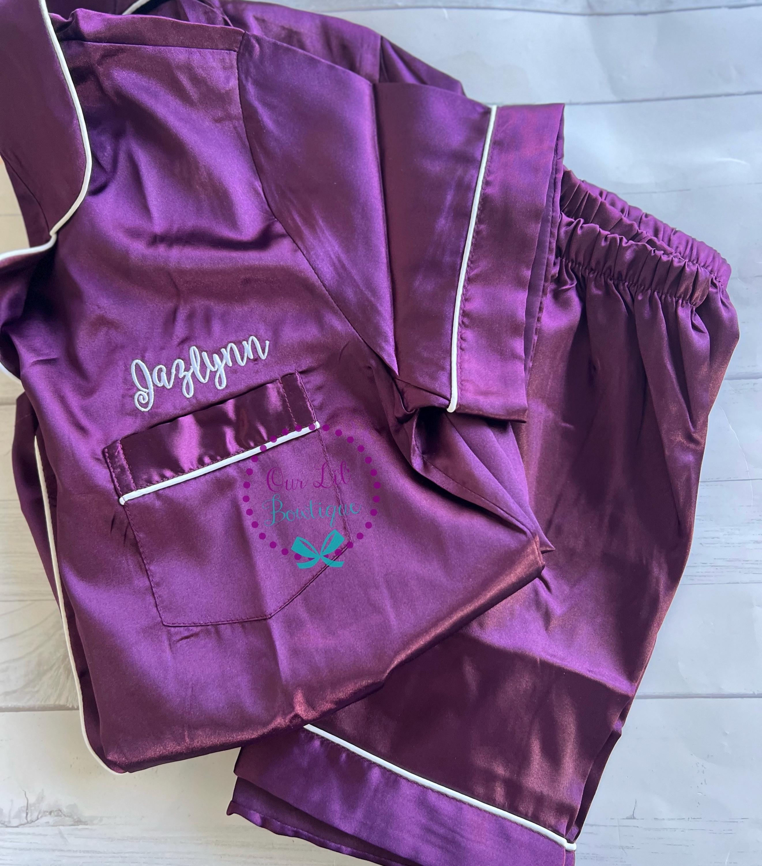 Monogram Pajamas - Personalized Pajamas - Silk Pajamas - Kids PJs - Birthday PJs- Personalized Birthday Shirt
