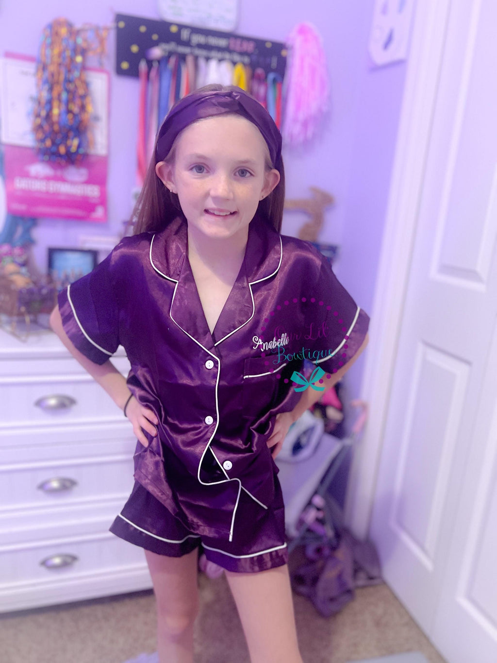 Heart Personalized Pajamas - Silk Pajamas - Silk PJs- Birthday PJs - Valentine Pajamas