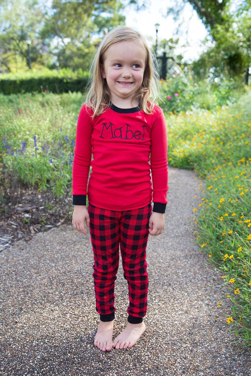 Personalized Valentine Pajamas: Heart Applique, Red & White Stripe