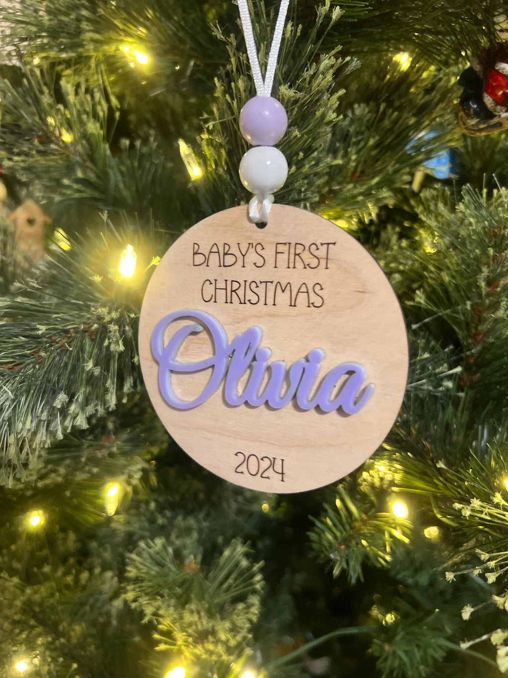 Baby's First Christmas - First Christmas Ornament - Christmas Ornament - Initial Ornament - Baby Gift