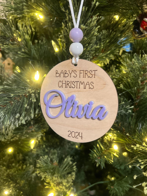 Baby's First Christmas - First Christmas Ornament - Christmas Ornament - Initial Ornament - Baby Gift