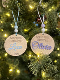 Baby's First Christmas - First Christmas Ornament - Christmas Ornament - Initial Ornament - Baby Gift