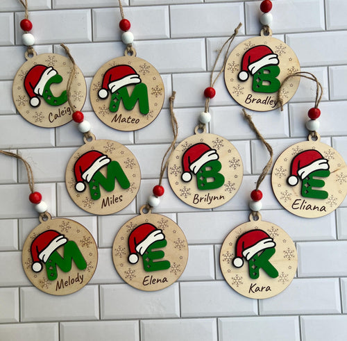 Christmas Ornament - Initial Ornament - Monogram Christmas Ornament - Family Monogram Ornament - Farmhouse Ornament - Classroom Ornament