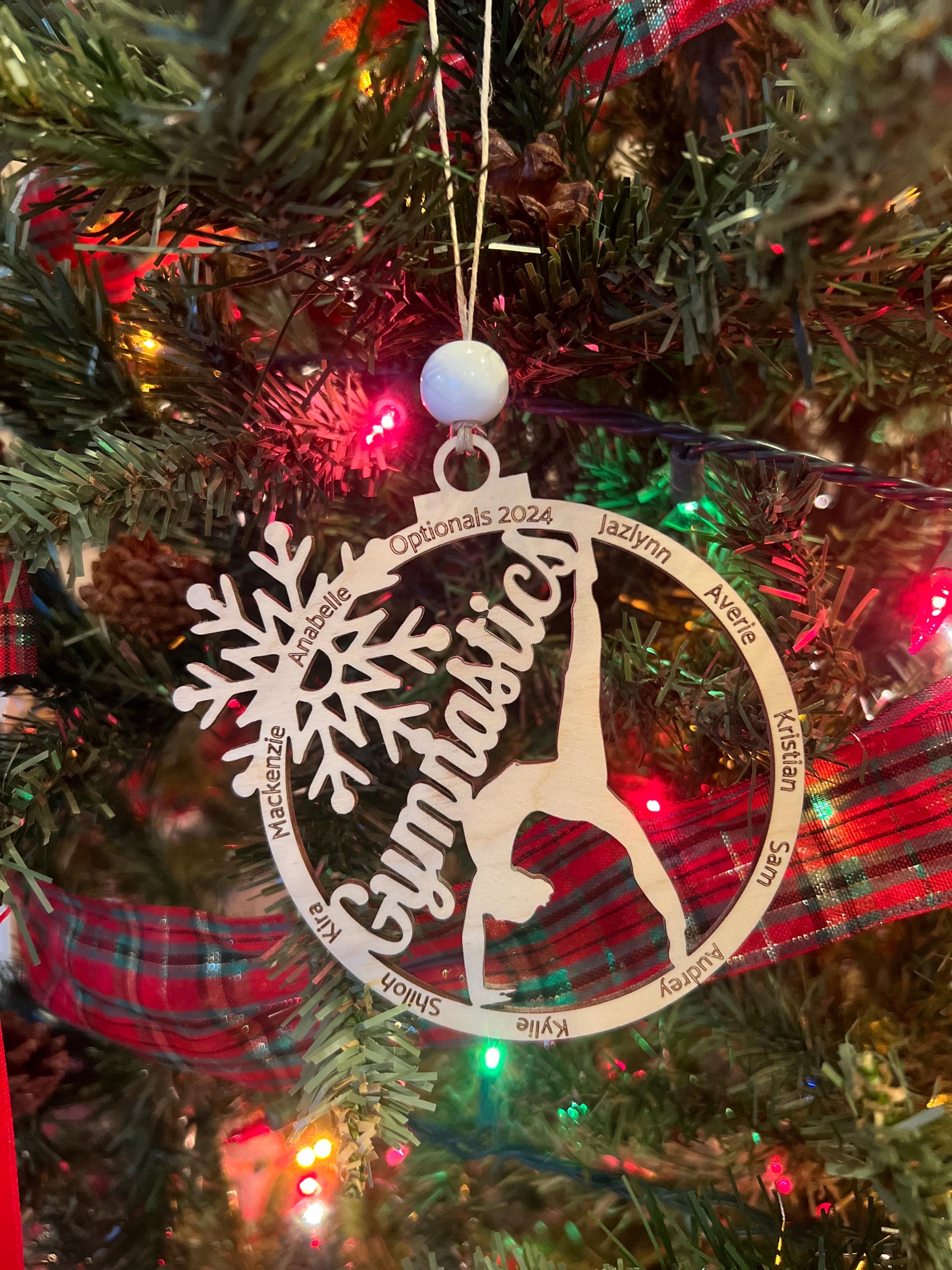 Gymnastics Ornament - Wooden Hanging Christmas Tree Ornament - Gymnastics Lover - Gymnastics Gift - Gymnast Ornament - Bars - Beam - Vault