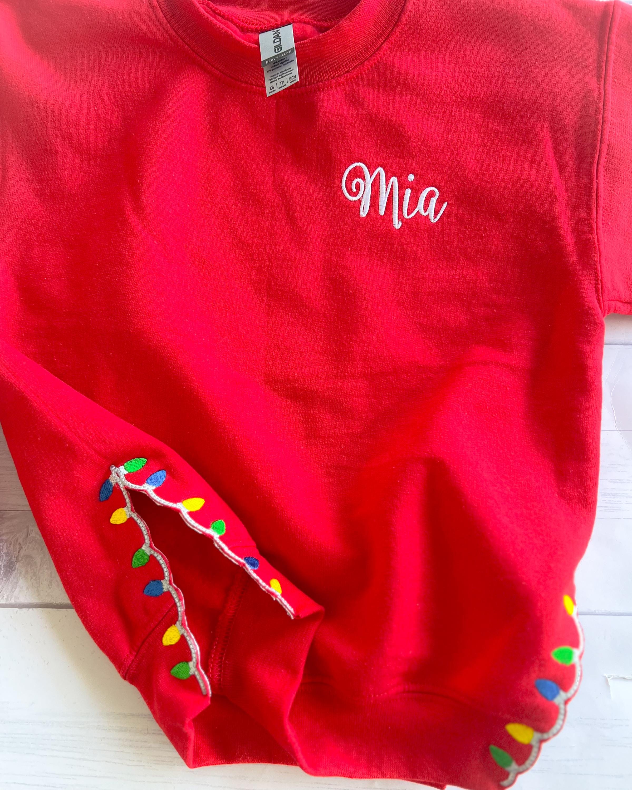 Embroidered Christmas Lights Sweatshirt - Personalized Monogram