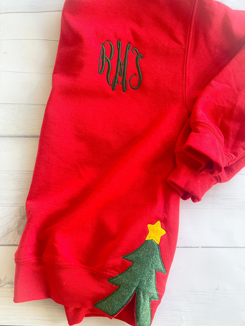 Christmas Tree Applique Sweatshirt: Personalized Monogram Cotton Sweater
