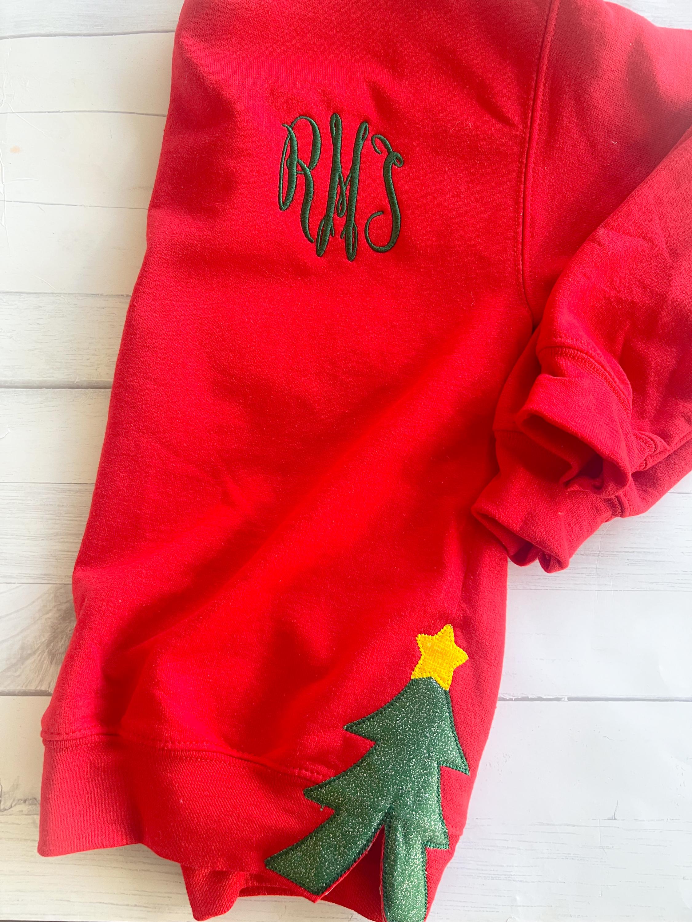 Christmas Tree Applique Sweatshirt: Personalized Monogram Cotton Sweater