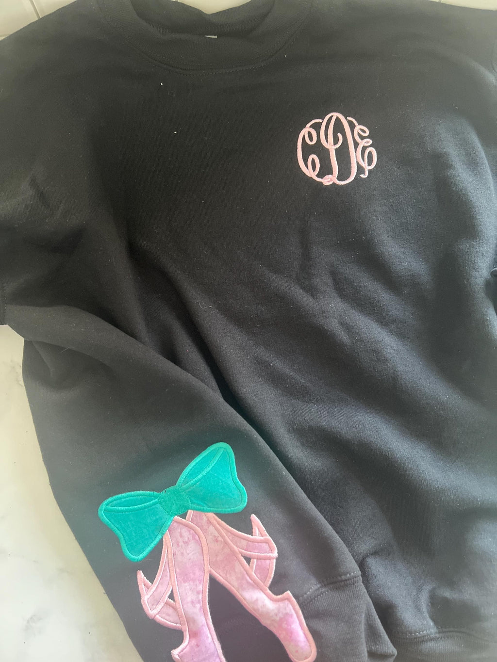 Ballet Slippers Sweatshirt - Embroidered Monogram - Kids Dance Shirt - Ballet Shirt