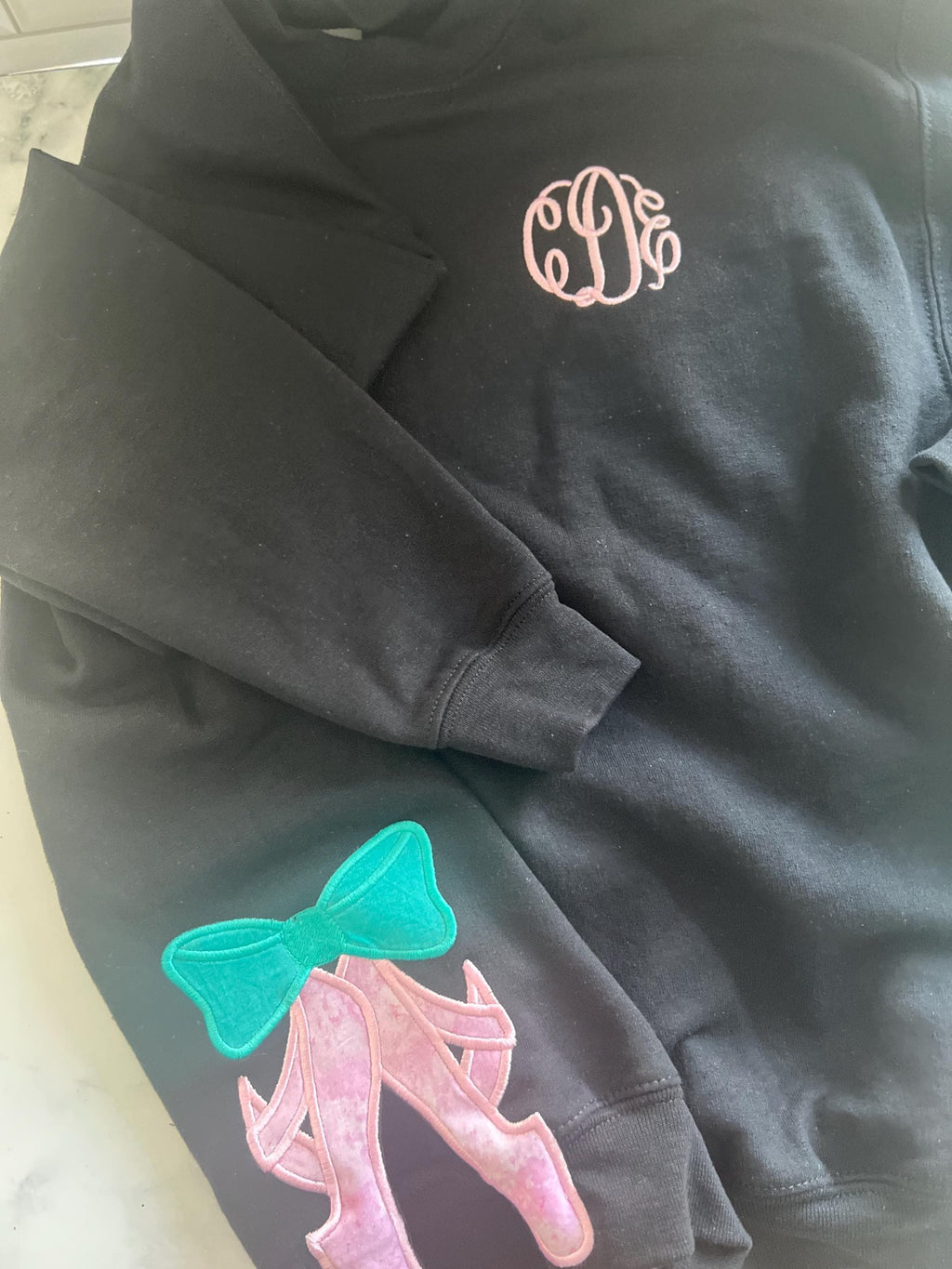 Ballet Slippers Sweatshirt - Embroidered Monogram - Kids Dance Shirt - Ballet Shirt