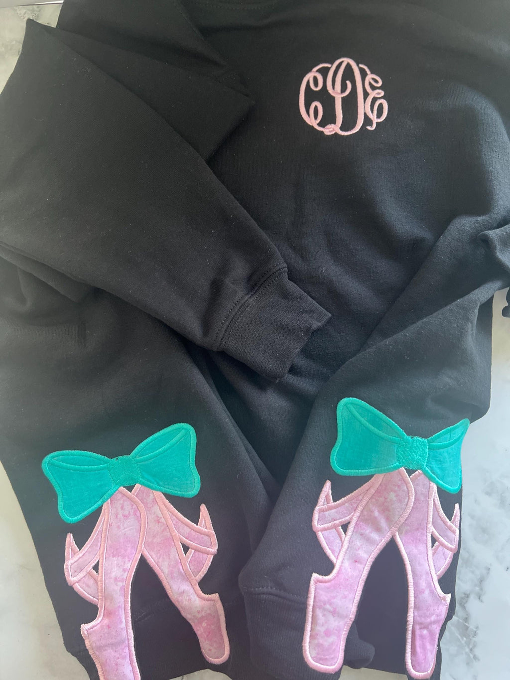 Ballet Slippers Sweatshirt - Embroidered Monogram - Kids Dance Shirt - Ballet Shirt