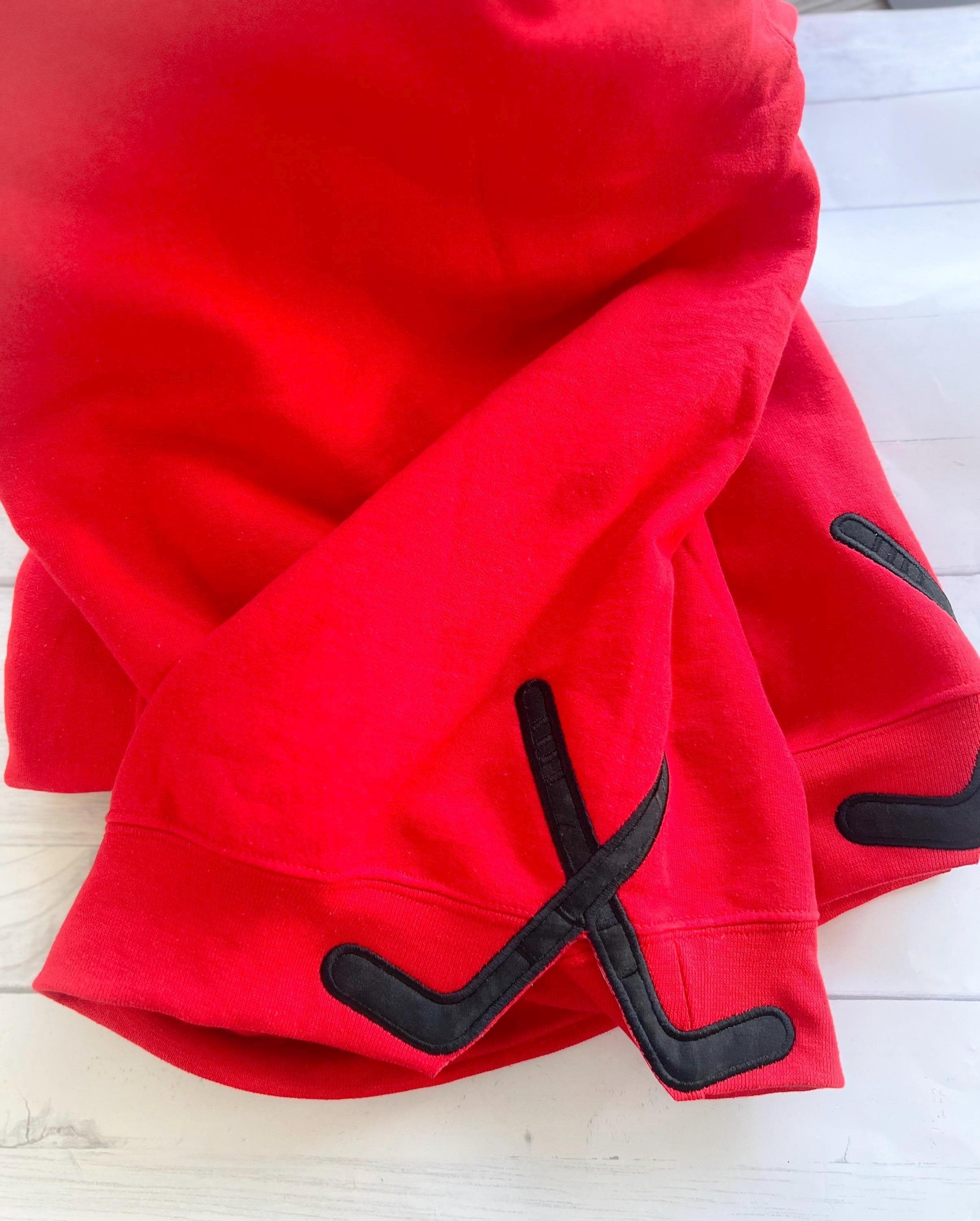 Embroidered Hockey Sweatshirt: Side Seam Applique, Personalized Monogram