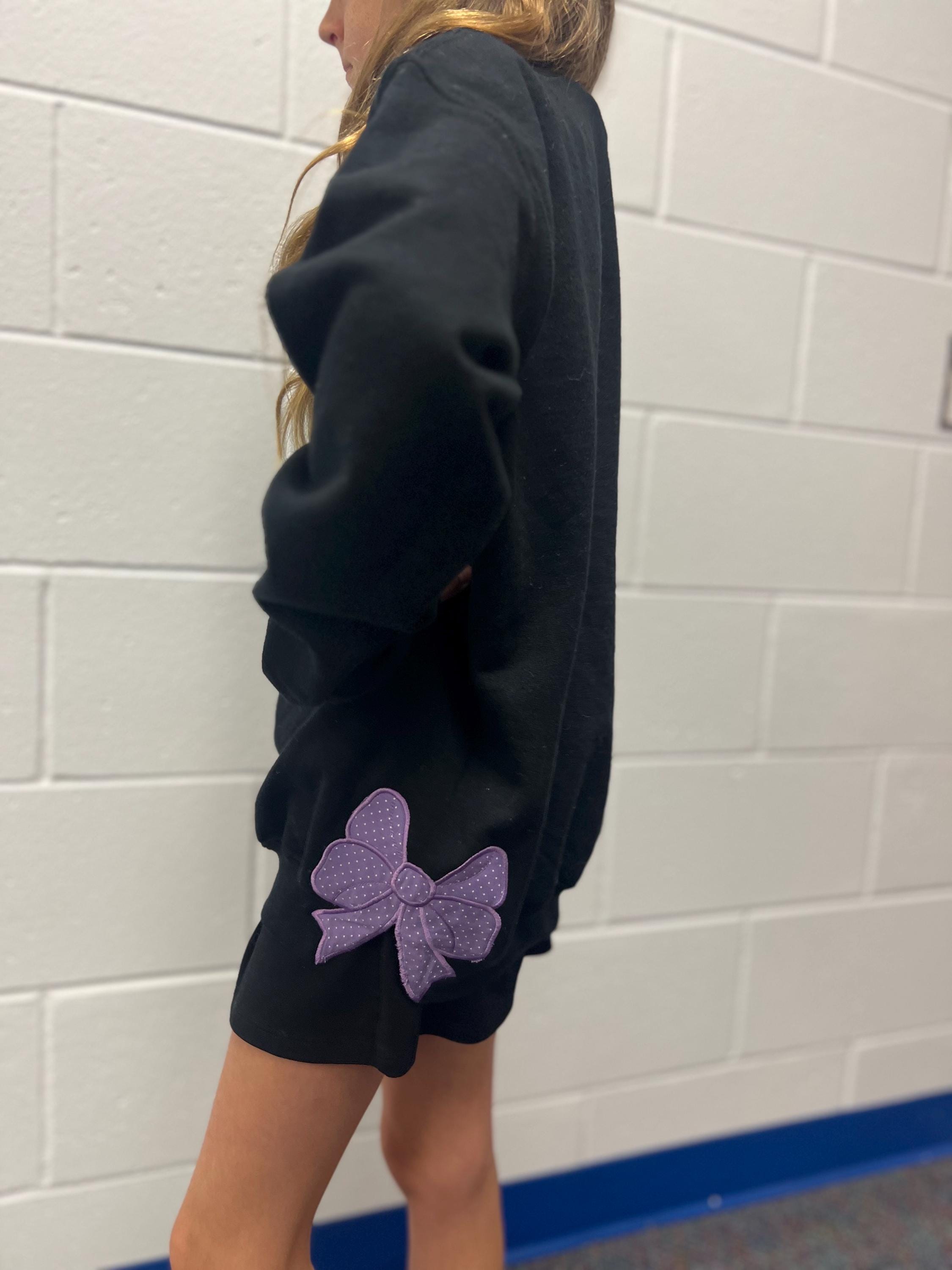 Girls Bow Applique Sweatshirt: Personalized Monogram Side Seam Shirt