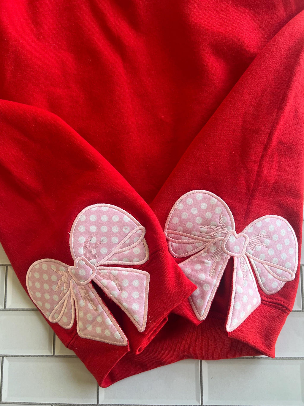 Valentine Heart Bow Applique Sweatshirt: Personalized Kids Monogram