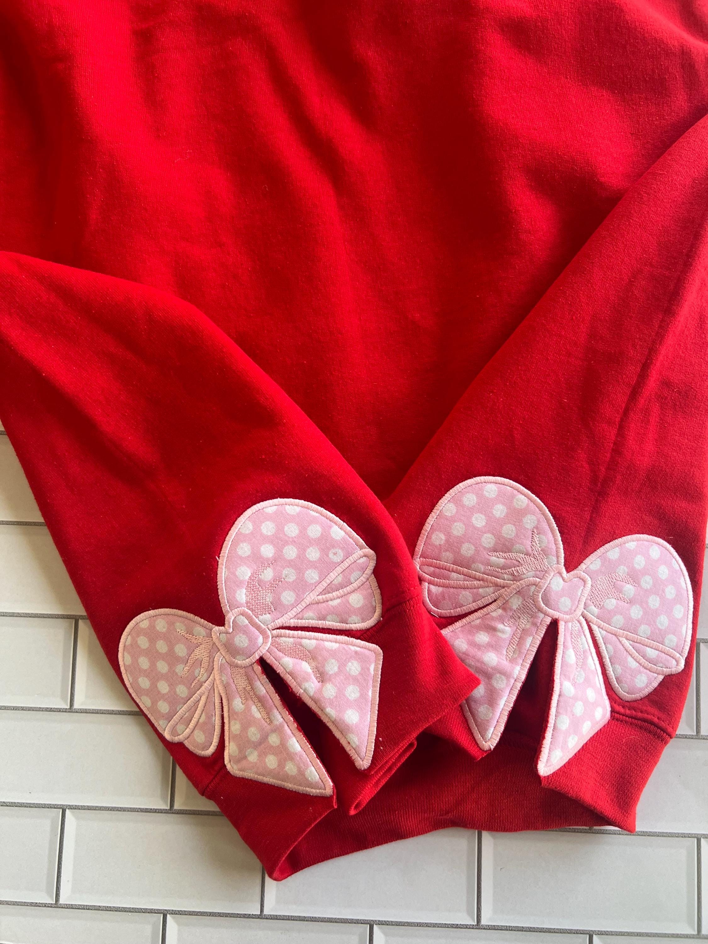 Valentine Heart Bow Applique Sweatshirt: Personalized Kids Monogram