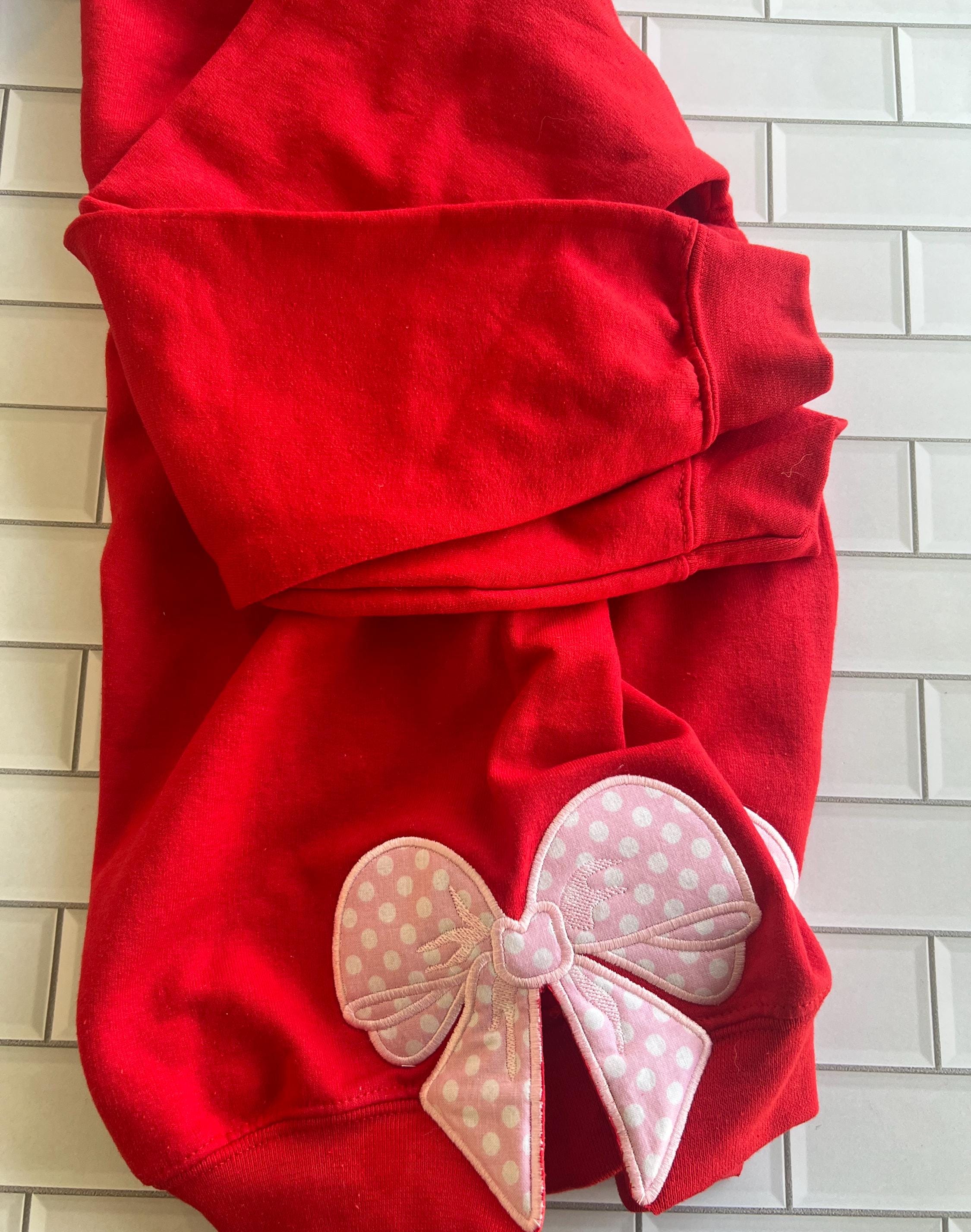 Valentine Heart Bow Applique Sweatshirt: Personalized Kids Monogram