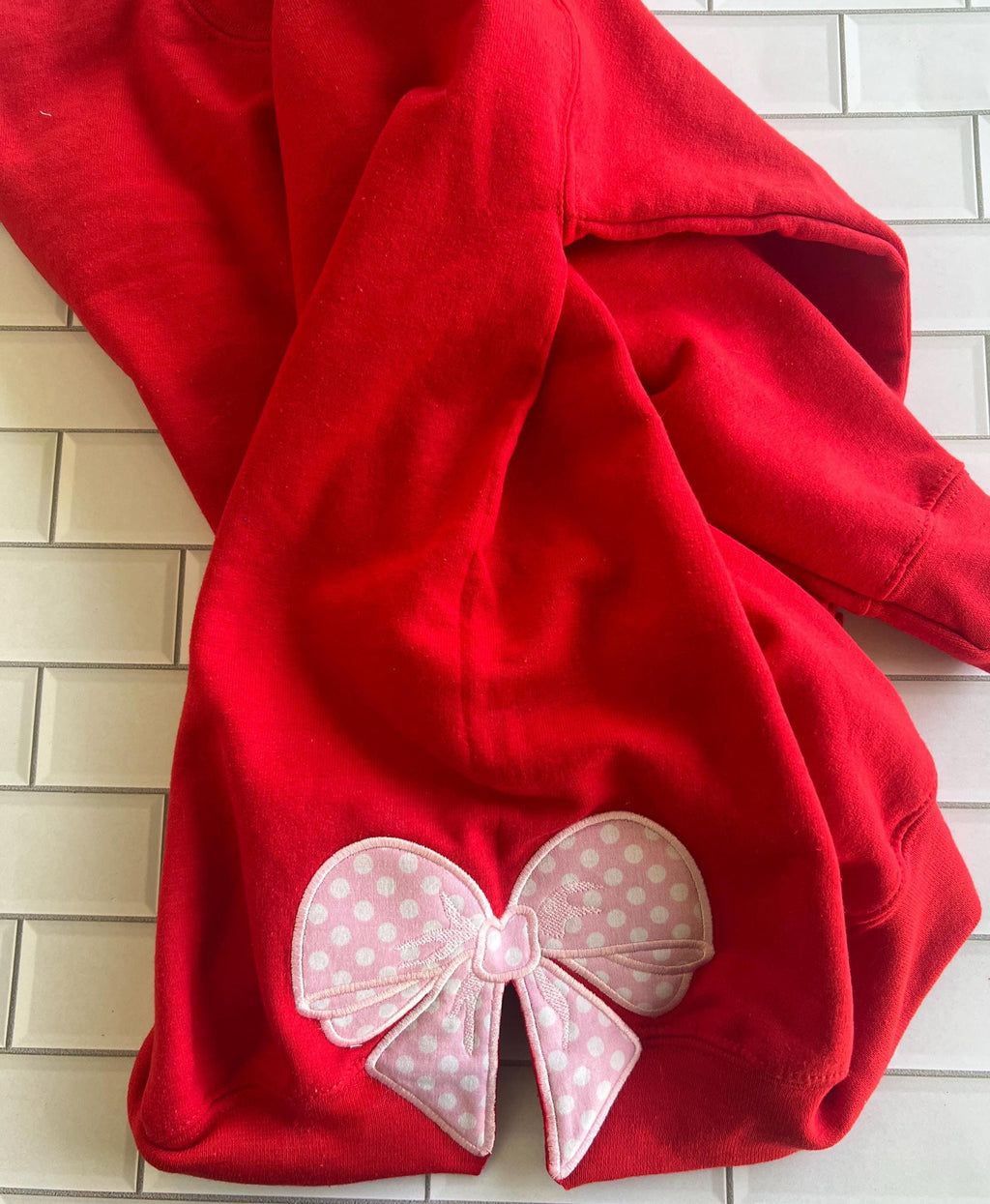 Valentine Heart Bow Applique Sweatshirt: Personalized Kids Monogram