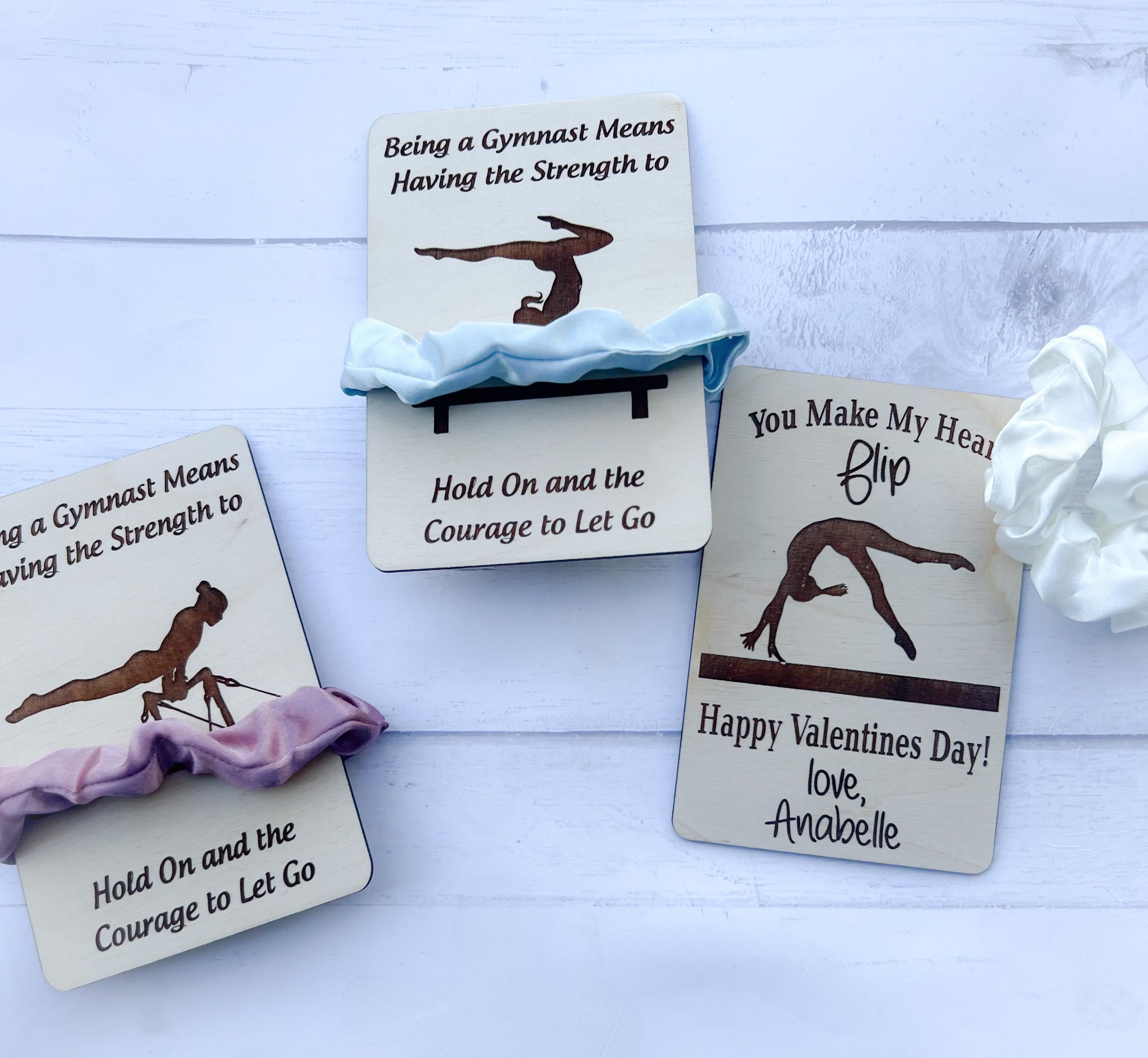 Kids Valentine - Gymnastics Valentines - Girls Valentine - Non Candy Valentines - Class Valentines Day Gifts - Personalized - Hair Ties