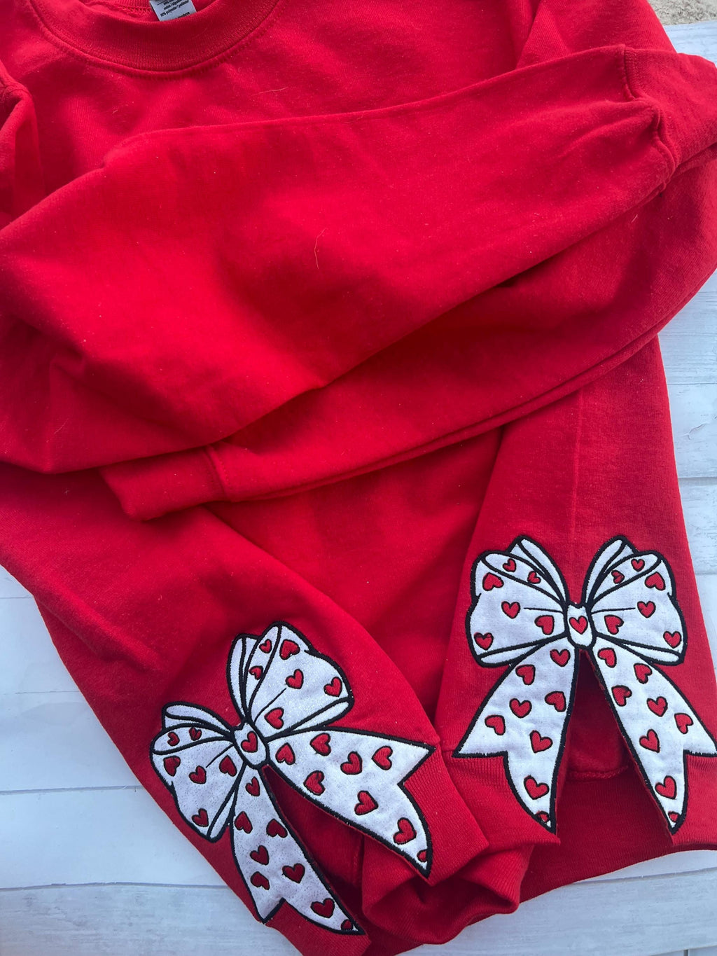 Valentine Heart Bow Applique Sweatshirt - Custom Monogram