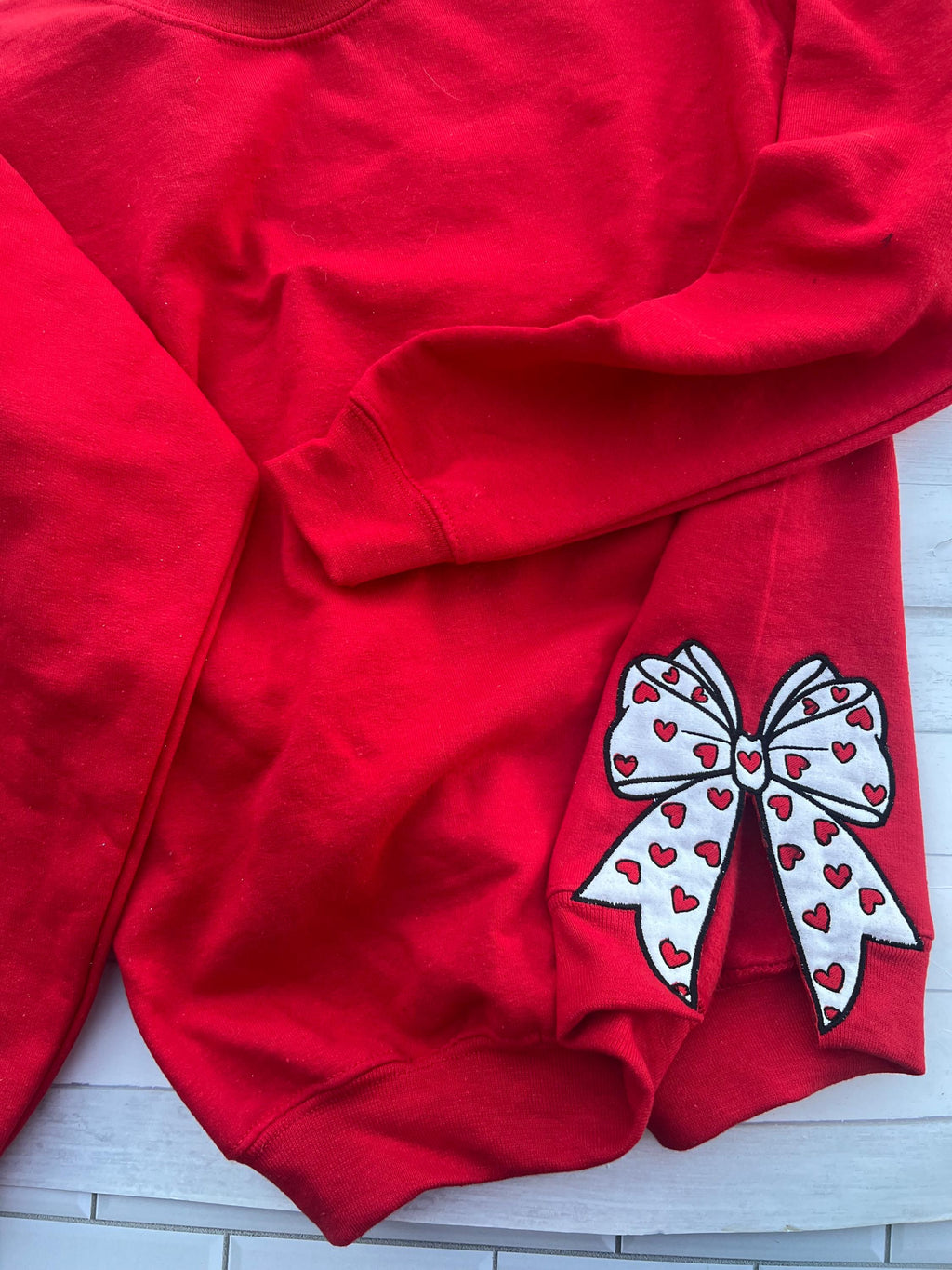 Valentine Heart Bow Applique Sweatshirt - Custom Monogram
