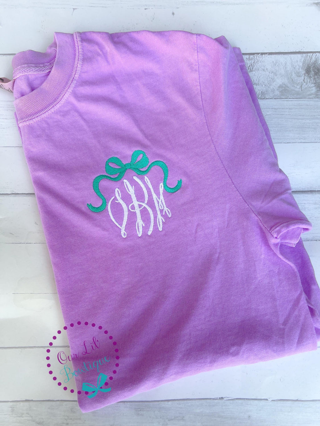Bow Monogram Comfort Colors Sweatshirt - Personalized Womens Sweatshirt