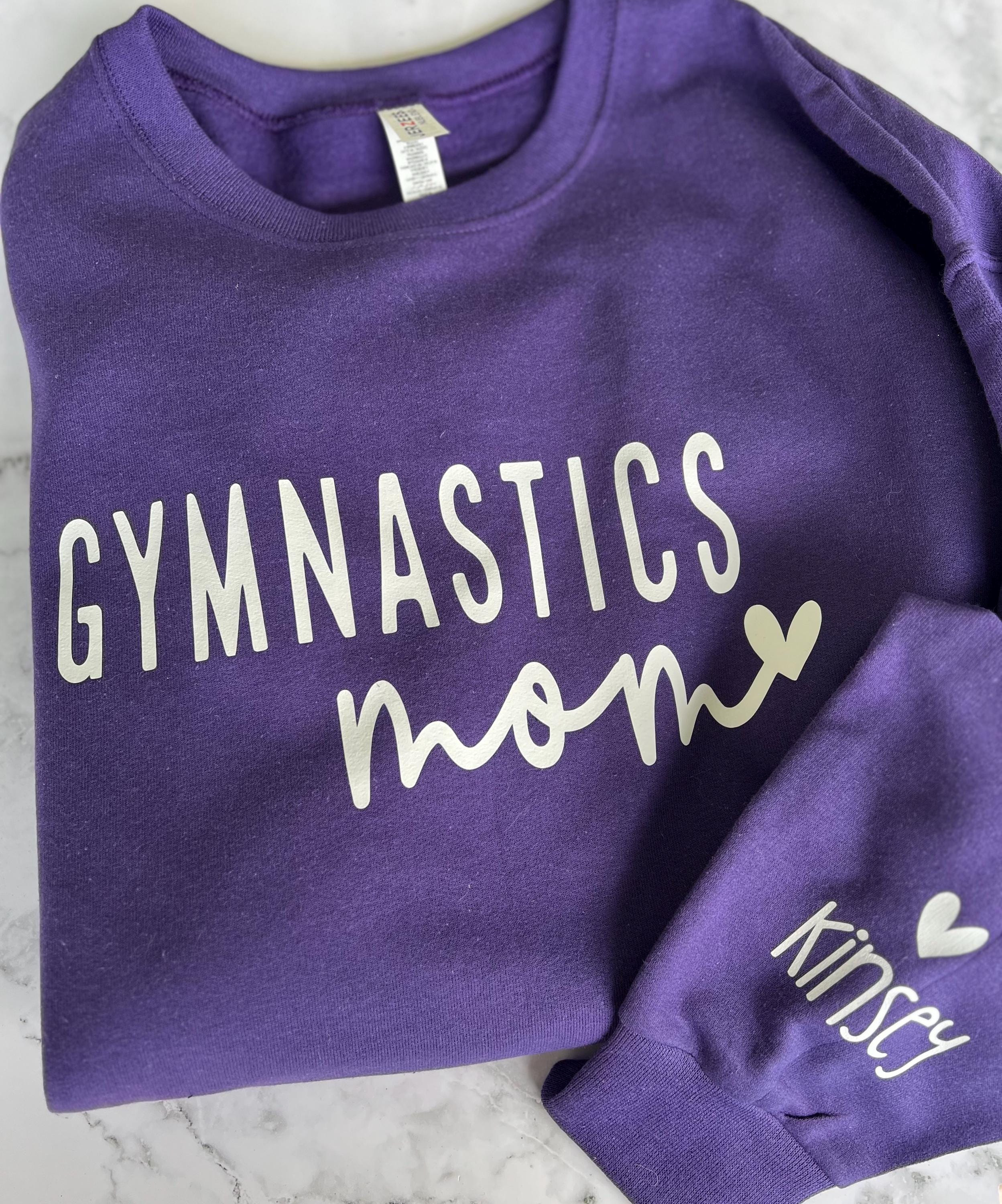 Personalized Gymnastics Mom Shirt: Team Colors, Sleeve Name