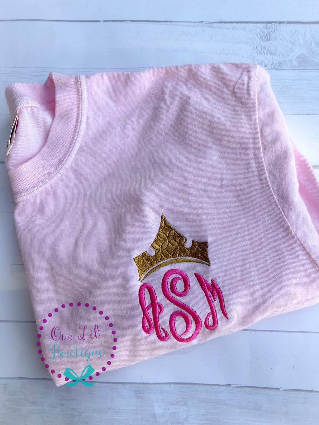 Crown Monogram Comfort Colors Sweatshirt - Personalized Princess Tee