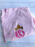 Crown Monogram Comfort Colors Sweatshirt - Personalized Princess Tee