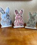 Easter Decor - Easter Bunny Decoration - Standing Sign - Personalized Easter Sign - Monogrammed Sign - 3D Sign - Floral Bunny Decor