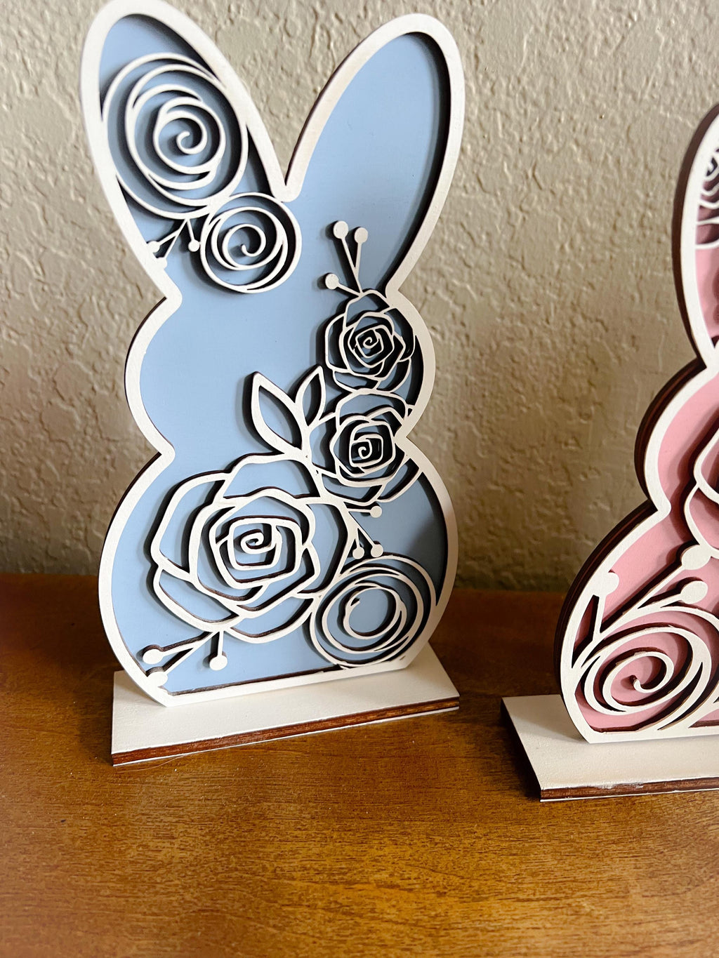 Easter Decor - Easter Bunny Decoration - Standing Sign - Personalized Easter Sign - Monogrammed Sign - 3D Sign - Floral Bunny Decor