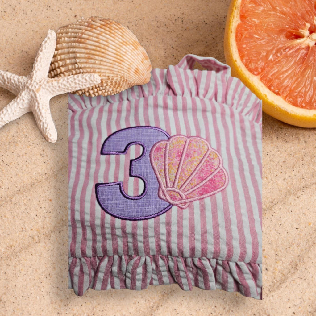 Sea Shell Bathing Suit - Monogrammed Seersucker Bathing Suit - Bathing Suit - Baby - Toddler - Beach Bathing Suit - Gingham