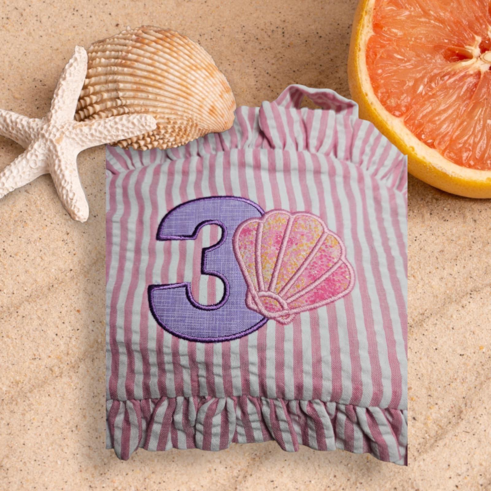 Sea Shell Bathing Suit - Monogrammed Seersucker Bathing Suit - Bathing Suit - Baby - Toddler - Beach Bathing Suit - Gingham